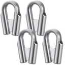 4 Pack 12mm 1/2" 304 Stainless Steel Wire Rope Thimbles Collar with Gusset for 3/8" - 1/2" Wire or Winch Rope Tube Cable Thimble Heavy Duty for Industrial Rigging Marine (Silver)