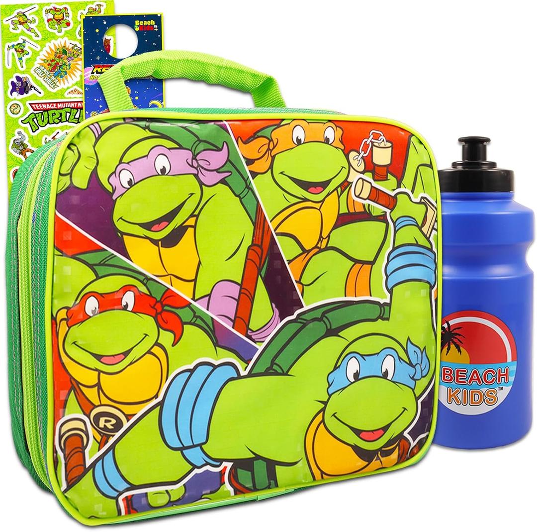 Teenage Mutant Ninja Turtles Lunch Box for Boys - Bundle with TMNT Lunch Bag, Water Bottle, Stickers, More | TMNT Kids Lunch Box