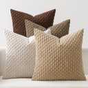 MIULEE Boho Brown Decorative Throw Pillow Covers for Couch Sofa Living Room Set of 4 Rustic Cushion Covers Neutral Farmhouse Corduroy Pillowcases Home Decor 18x18 Inch Brown Gradient Series