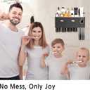 iHave Toothbrush Holders Wall Mounted with Toothpaste Dispenser & 4 Cups - Luxury Black and Gold Design for Bathroom Decor, All-in-One Bathroom Organizers & Storage for Toothbrushes and Accessories