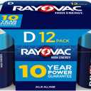 Rayovac High Energy D Batteries (12 Pack), Alkaline D Cell Batteries