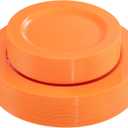 FLOWERCAT 60PCS Orange Plates - Heavy Duty Orange Plastic Plates Disposable for Easter & Spring Party - Serve 30 Guests 10.25inch and 7.5inch