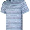 GORENZI White Striped Golf Shirts for Men Short Sleeve Performance Polo (Blue, XL)