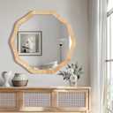 ULIKE Rattan Wicker Mirror for Bathroom, 30 Inch Boho Woven Decorative for Wall, Rustic Farmhouse Vanity Mirror, Large Geometric Rattan Mirrors for Living Room Entryway Bathroom Bedroom