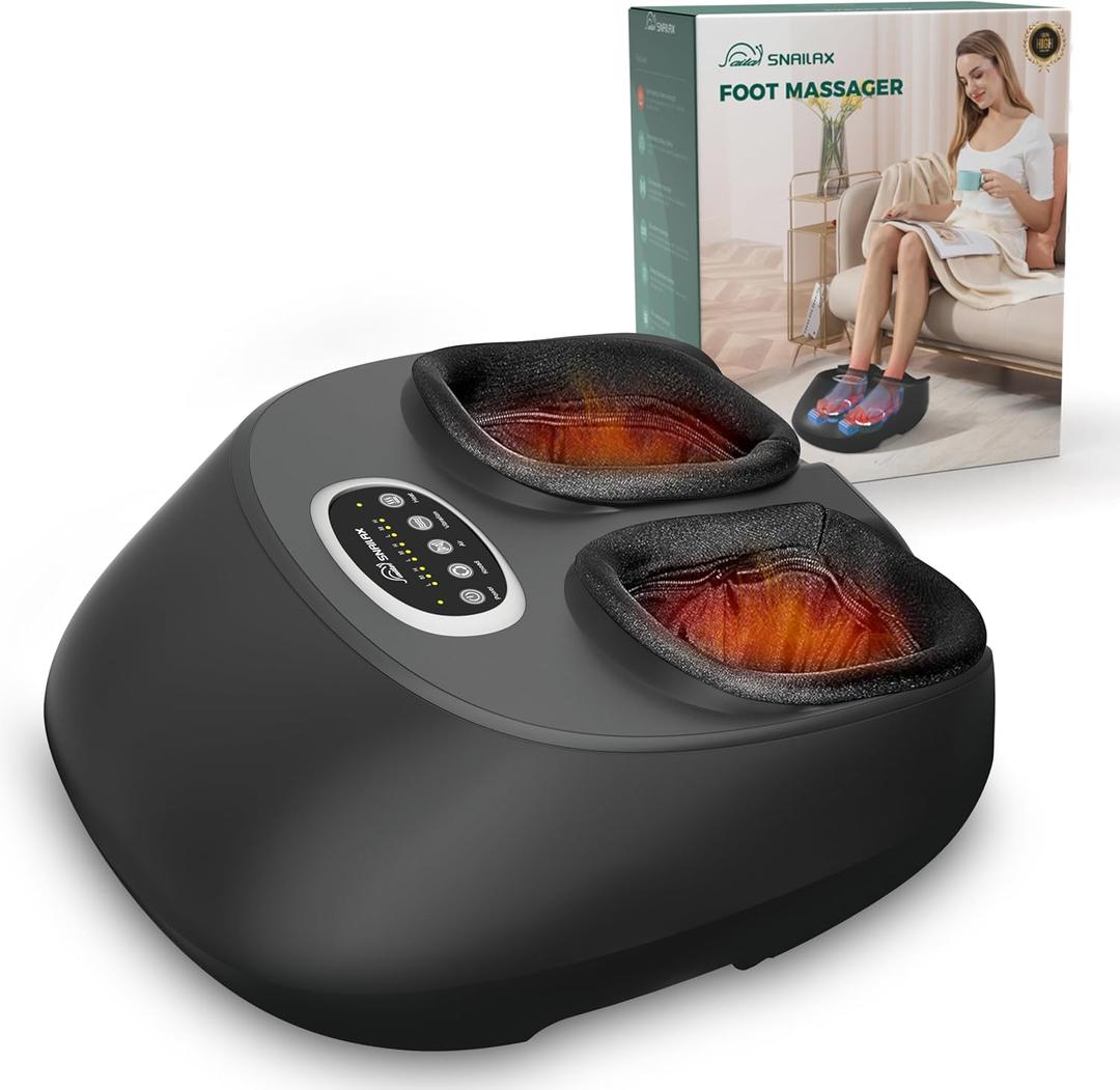 Snailax Shiatsu Foot Massager Machine with Soothing Heat, Deep Kneading, Air Compression, Improve Blood Circulation and Foot Wellness,Relax for Home or Office Use (Black)
