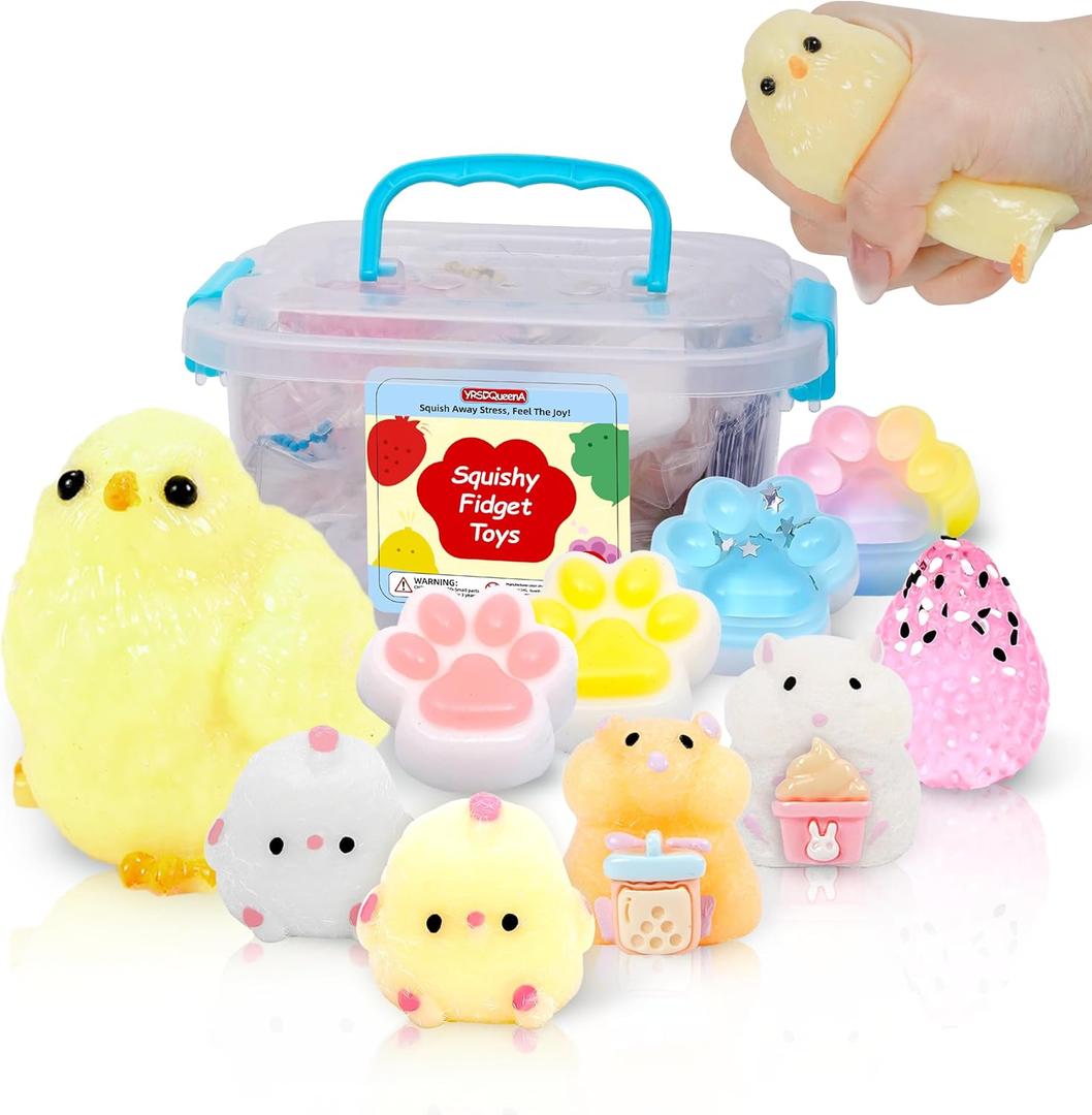 10 Pack Taba Squishy Toys kit with Toy Box & Cute Stickers, Kawaii taba Squishies Stress Relief Toys Party Favors for Kids 4-8 8-12, Squishy Fidget Toys for Kids , Birthday Gifts Toys for Girls 8-10