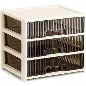 CALANDIS Desktop Drawer Organizer for Office, School, and Cosmetics - A4 Paper Storage Box 3-Tier Short Drawer