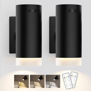 Afyuol Battery Operated Wall Sconces 3CCT Dimmable Wireless Sconces Set of 2, Rechargeable Wall Lights with Magnet Ball, Wall Decor Set of 2 for Reading Bedroom Bedside Picture