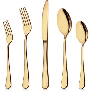 Aisoso Gold Silverware Set, 20-Piece Flatware Set Stainless Steel Cutlery Kitchen Utensil Set Tableware Service for 4