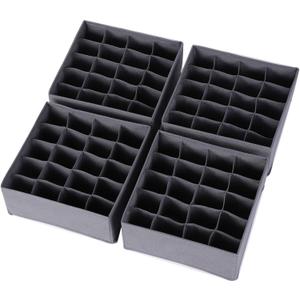 DIOMMELL 4 Pack Foldable Cloth Storage Box Closet Dresser Drawer Organizer Fabric Baskets Bins Containers Divider for Clothes Underwear Socks Lingerie Clothing, Dark Grey 40-0000