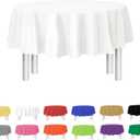 Party Dimensions White Disposable Plastic Tablecloth for Round Tables (12 Pack) 84 inches Table Cloths for Parties, Events & Weddings, Indoors & Outdoors, Plastic Table Cover