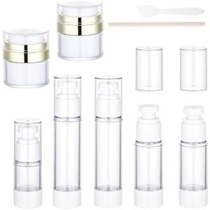Segbeauty 7pcs Vacuum Lotion Dispenser Sprayer Set, Airless Pump Bottles Travel Size, Empty Golden Airless Pump Jar for Creams, Refillable Vacuum Fine Mist Spray Bottle Atomizer 0.5oz 1oz 1.7oz