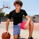 westwolf Boys Swim Trunks with Compression Liner Casual Bathing Suit for Kids Swim Shorts 6-18 Years (A1 Pink Blue)