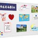 Extra Large Bulletin Board 96" x 48", Felt Pin Board, Warm White | Cork Board Alternative for Wall, Foldable Self-Adhesive Vision Board Prayer Board with Pushpins for Classroom, Office, Home