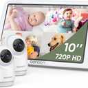 bonoch MegaView Baby Monitor, 10" Video Monitor with 2 Cameras, 10000mAh Battery, Quad Split Screen Baby Monitor with Camera and Audio, VOX Mode, Auto Night Vision, Remote PTZ, Hack Proof