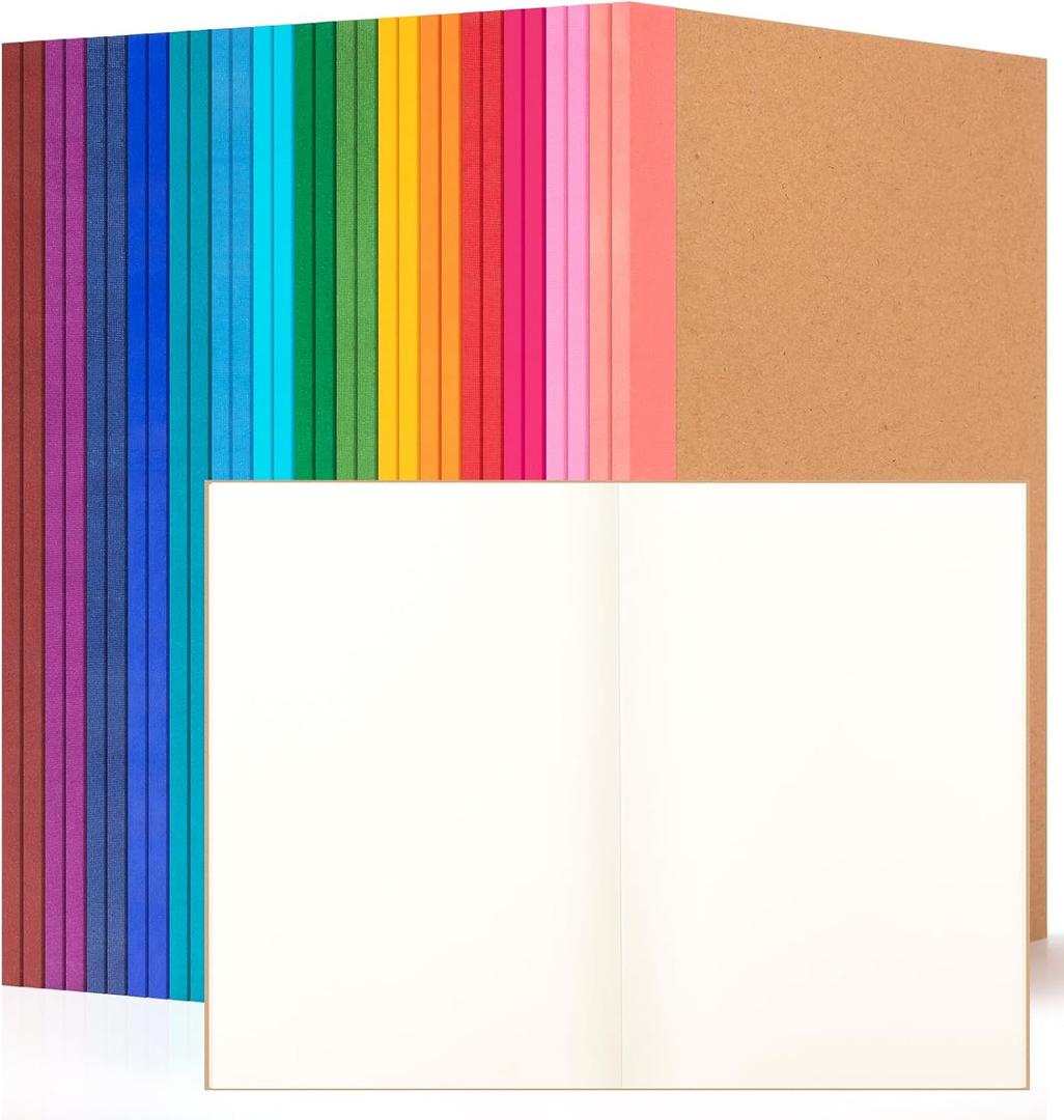 30 Pack Blank Notebook Journals Bulk, A5 Unlined Paper Composition Notebook, 8.3x 5.5, Kraft Cover with Rainbow Spines, 15 Colors 60 Pages for School Office Travel