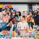 Gersoniel 24 Pcs Birthday Party Hats Set, Birthday Cone Hats with Pom Poms and Fun Glasses for Family Celebration, Group Parties (Dot Style)