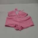 Verdusa Women's 2 Piece Striped Halter Swimsuit Tie Back Triangle Bathing Suit (X-Large, Pink)
