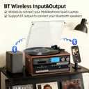 Record Player Built-in Speakers 10 in 1 Vintage Turntable with CD Cassette Tape Player AM FM Radio Function 3 Speed BT Input Output LP Player Support USB SD AUX RCA Playback Auto Stop Retro Wood Brown