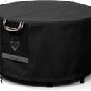 QH.HOME Fire Pit Cover Round Super Waterproof, 28" D X 16" H Outdoor Round Firepit Cover 600D Strong Tear Resistant, UPF 50+ Fire Pit Covers Premium Fading Resistant for Outdoor Fire Pit - Black