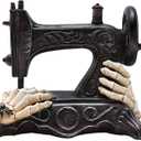 Indoor Halloween Decorations, Sewing Machine Resin Halloween Statue Skeleton Hands Gothic Figurines Decoration for Home Mantle Fireplace Party Tabletop Decor