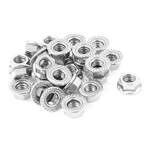 M6 x 1mm Thread 304 Stainless Steel Serrated Flange Metric Hex Lock Nuts, 26 Pcs