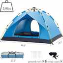 Wind Tour Lightweight Backpacking Camping Tent Waterproof Double Layer Family Tent for Hiking Fishing Outdoor Travel Picnic（Single-Layer Instant Tent | Blue | 4 Person）