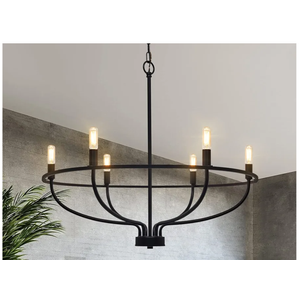 Black Dining Room Light Fixture, 6-Light Farmhouse Black Chandelier for Bedroom Metal Candle Chandeliers Hanging Lighting for Kitchen Living Room Entryway Foyer