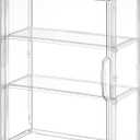 3 Tier Clear Display Case for Figures, Wall-Mounted Acrylic Storage Organizer Box, Stackable Display Cabinet with Magnetic Door & Removable Shelves, Showcase for Collectibles, Figures
