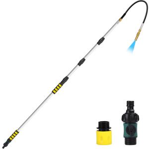 20FT Reach Gutter Cleaning Tools from Ground, Telescopic Rain Gutter Cleaner Tool with Garden Hose Attachment and Bendable Sprayer Wand