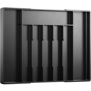 Kitsure Silverware Organizer for Drawers - Expandable Cutlery and Utensil Drawer Organizer with Easy Maintenance, Premium PP Kitchen Organizers and Storage for Flatware, Black, 20.3" x 13.8" x 1.6" (Large)