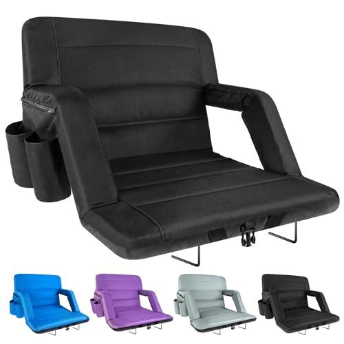 yeyeeyyee Extra Wide Stadium Seats with Back Support, Exclusive Bleacher Chairs with Back and Cushion Folding Stadium Chairs, 6 Reclining Positions Waterproof Bleacher Seats (Extra Wide|25" Black) yeyeeyyee Extra Wide Stadium Seats with Back Support, Exclusive Bleacher Chairs with Back and Cushion Folding Stadium Chairs, 6 Reclining Positions Waterproof Bleacher Seats (Extra Wide|25" Black)
