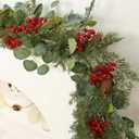 ZIFTY Christmas Garland for Mantle 5.9FT Artificial Pine and Cypress with Red Berries Eucalyptus Leaves Pine Cone Perfect for Indoor and Outdoor Holiday Decorations Xmas Decor for Stairs