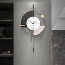Wall Clock with Pendulum,Silent Quality Quartz Battery Operated,Large Wall Clock for Living Room Kitchen Home Bathroom Bedroom Wall Decor,17.7x31inch (A-black Beige)