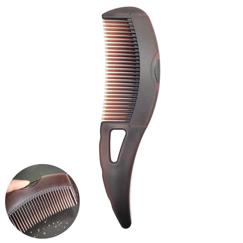 Dandruff Comb, Hollow Tooth Button Comb, Detoxing Comb Energy Massage Comb, Scalp Psoriasis Comb Dandruff Removal Comb, Lice Comb Multifunctional Hairbrush For Women Men Kids (Brown-Level 1)