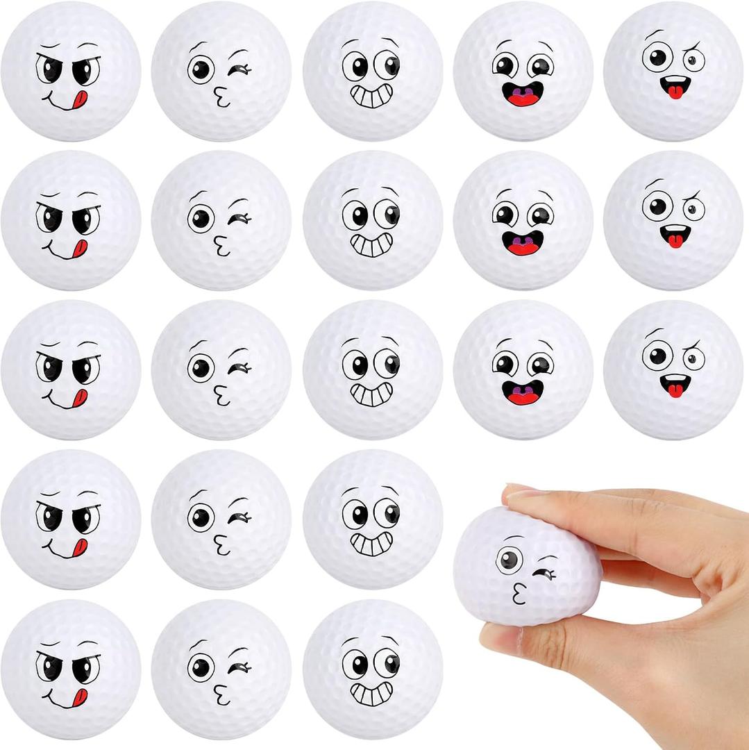 Hxezoc 20 Pieces Mini Face Golf Stress Balls Golf Party Favors Funny Face Foam Sports Balls Small Squeeze Anxiety Relief Toy for Kids Birthday Party, School Reward Carnival Party Supplies