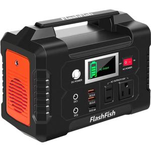 200W Portable Power Station, FlashFish 40800mAh Solar Generator With 110V AC Outlet/2 DC Ports/3 USB Ports, Backup Battery Pack Power Supply for CPAP Outdoor Advanture Load Trip Camping Emergency.