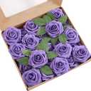Artificial Flowers Combo, Fake Flowers for DIY Tables Centerpieces Baby Shower Bridal Shower Wedding Bouquet Arrangements Party Candle Holder Cake Decor Flower Home Decorations (Purple24)