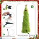 3 ft Lime Green Furry Christmas Tree Decoration Artificial Whimsical Mini Christmas Tree and Star Topper and Ball Ornaments Small Tabletop Decor for Xmas Living Room Table Decoration