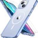 Miracase Magnetic for iPhone 13 Case 6.1 inch (Compatible with MagSafe)with 2X Screen Protectors Military-Grade Protection, Anti-Fingerprint Translucent Matte Phone Case Cover, Clear Blue