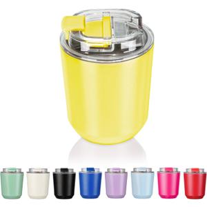 Puraville Insulated Tumblers with Lid, 10 oz Travel Coffee Mug Stainless Steel Vacuum Cup, Leak Proof Reusable Double Walled Coffee Tumbler for Iced and Hot Drinks, Yellow