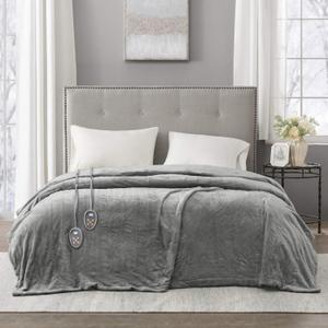Beautyrest Heated Electric Blanket for Cold Weather, Fast Heating Heated Blanket, Auto Shut Off, Virtually Zero EMF, Multi Heat Setting, UL Certified, Grey Full (84 inx80 in) (Full, Grey)