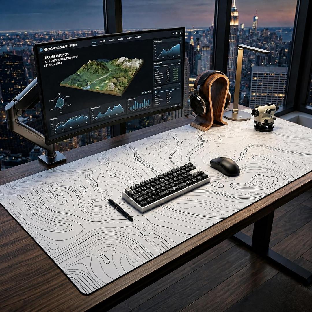 Topographic 3XL Huge Mouse Pad-Oversized (48''x24'') for Full Desk Gaming