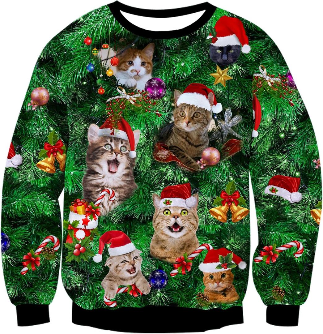 RAISEVERN Ugly Christmas Sweatshirts for Men Women Funny Pullover Sweaters for Xmas Holiday (M)