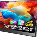 Portable Monitor 15.6 Inch 1080P USB-C HDMI Ultra-Slim Travel Monitor with Kickstand, Compatible with Xbox, Laptop, PC, Mac Phone, PS, Swich IPS Ultra-Thin Zero Frame Gaming Monitor