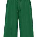 PRETTYGARDEN Womens Summer Outfits 2 Piece Sets Casual Ribbed Knit Crop Tube Top Wide Leg Pants Spring Matching Lounge Set (Large, Green)