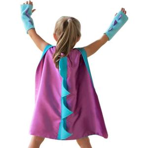 Dinosaur Dragon Cape and Gauntlets Halloween Costume Boy Girl Toddler Dress Up Clothes 2-6 Years Old Color Green (Purple)
