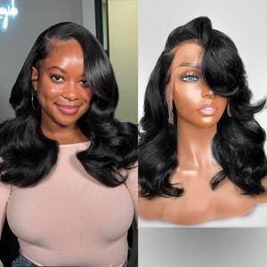 UVVUVV 16 Inch Bob Wig Human Hair 13x4 Frontal Lace Wig Body Wave HD Lace Front Wigs Human Hair Pre Plucked Glueless Bob Wigs for Women