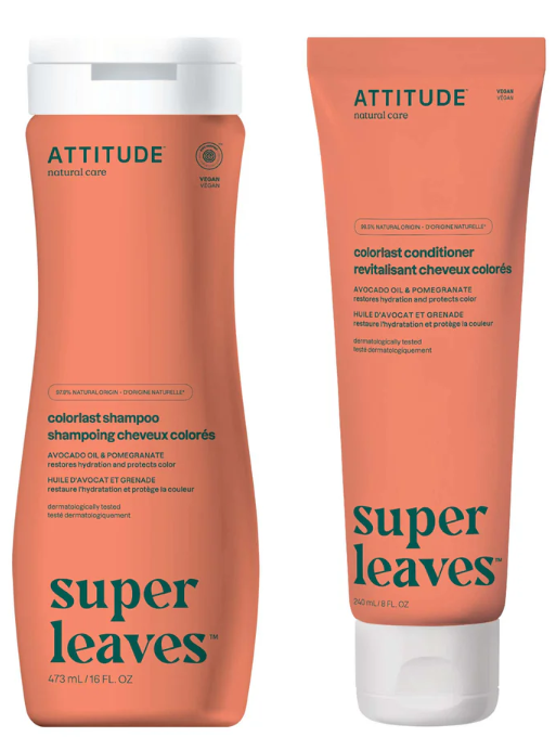 ATTITUDE Colorlast Hair Shampoo and Conditioner Duo Super leaves, Avocado Oil & Pomegranate