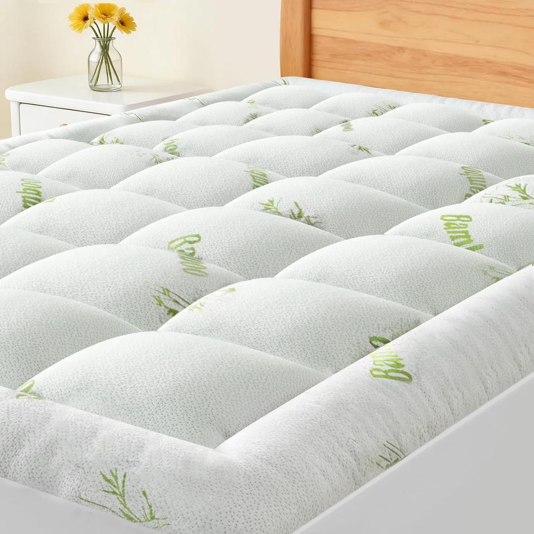 OLIXIS Mattress Topper Full, Bamboo Viscose Ultra Soft Mattress Protector with Stretchable Pockets, Cooling Pillow Top Mattress Pad Breathable, Mattress Cover for Back Pain Relief, Hot Sleepers